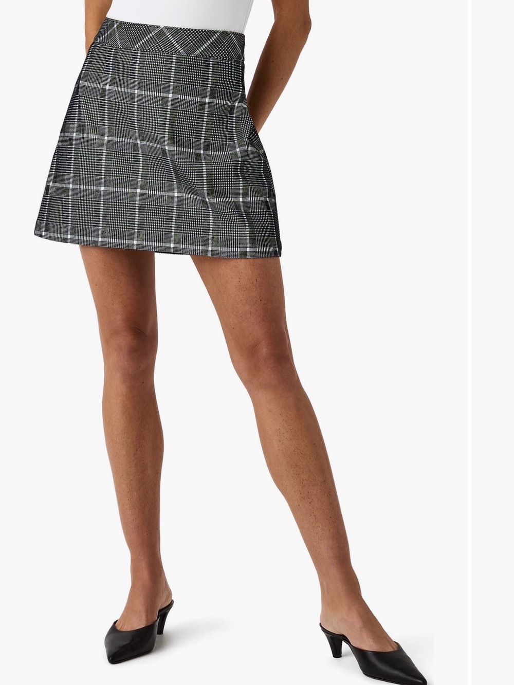 New SPANX Perfect Mixed Plaid Skort Black White Houndstooth Size M never worn